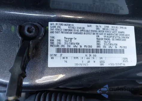 2016 Ford Focus Se из США, поврежденный, VIN 1FADP3F27GL356354